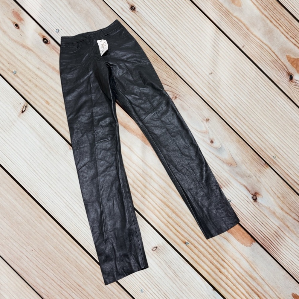 VTG NWT Philip Noel size 2 black 100% leather pants